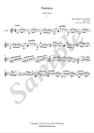 Fantasia no. 1, TWV 40:14 (1/3 : Largo) -- Urtext