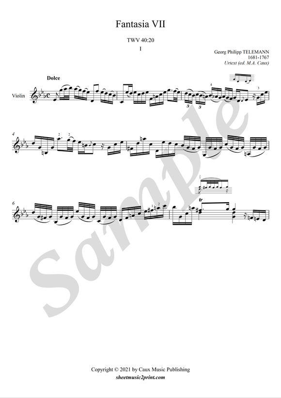 Telemann Fantasia 7 TWV 40:20 for violin