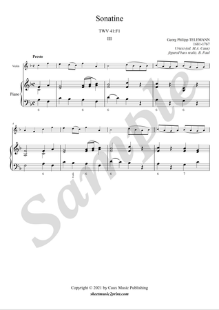 Sonatine in F Major, TWV 41:F1 (3/3 : Presto) -- Urtext