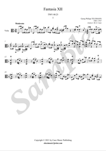 Telemann Fantasia 12 TWV 40:25 Viola