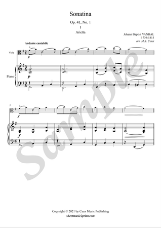 Sonatina op. 41, no. 1 (1/2 : Arietta) - Viola